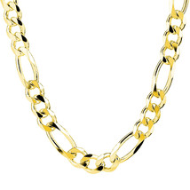 7MM 14k Yellow Gold 925 Sterling Silver Figaro Link Italian Men&#39;s Chain ... - £88.66 GBP