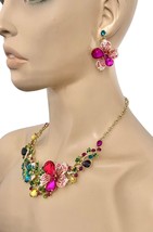 Elegant Multicolor Acrylic Crystals Rhinestone Short Casual Chic Floral ... - £25.05 GBP