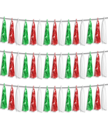 3P Red Green White Foil Fringe Metallic Tassel Streamers Banner Tassel G... - $28.98 CAD