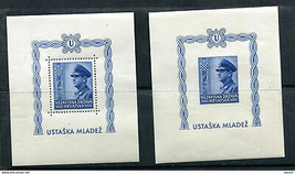Croatia 1943 2 MIni Sheets Mi Block 4(A+B) Perf+Imperf MNH CV 70 euro 12819 - £31.61 GBP