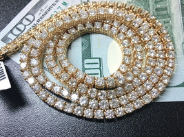 44.5 Carat Round White Enhanced Diamond Tennis Chain Necklace in 14K Yel... - £27,059.09 GBP