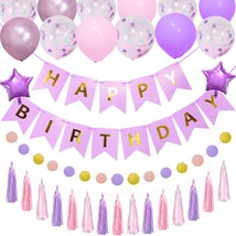 Purple Birthday Decorations For Women Girls,Pink And Purple Party Decorations Se - £20.45 GBP