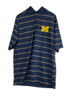 Antigua Men&#39;s Michigan Wolverines Striped Short Sleeve Polo Shirt-Navy, Medium - £23.36 GBP