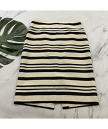 J.Crew Womens Pencil Skirt Size 6 Cream Navy Blue Stripe Texture Cotton ... - $25.73