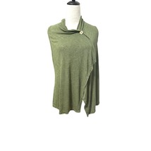 Bobeau Womens Cardigan Sweater Olive Green Sleeveless One Button Asymmet... - $24.30