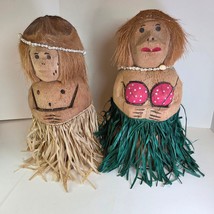 Vintage Hawaiian Coconut Hula Dolls Couple – Handcrafted Tiki Decor 12&quot; ... - $736.43 MXN