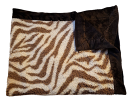 Tiddliwinks Brown Zebra Baby Blanket Lovey Tan Beige HTF 30x40 Safari Jungle - $59.39