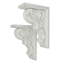 Set of 2 Rustic White Wooden Corbels Decorative Farmhouse Home Decor Wall Art - £27.68 GBP