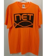M) NET TV New York Catholic Promotional Advertisement Neon Orange T Shirt Large - €4,22 EUR