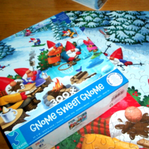 Jigsaw Puzzle 300 Large Pieces Winter Gnome Sweet Gnomes Snow Sports Com... - $12.86