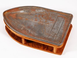 Vintage Iron Rest - Primitive Hand Crafted Wood and Metal Plate for Iron - £11.39 GBP