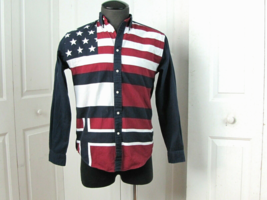 Vintage 90s Tommy Hilfiger Button Down Shirt Flag of United States and Norway Lg - £42.63 GBP