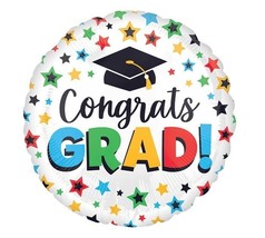28&quot; Graduating Celebrate &#39;Congrats Grad!&#39; Foil Balloon - Stars - £10.24 GBP
