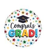 28&quot; Graduating Celebrate &#39;Congrats Grad!&#39; Foil Balloon - Stars - £10.16 GBP