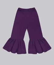 Purple Ruffle-Hem Flare Pants - £16.04 GBP