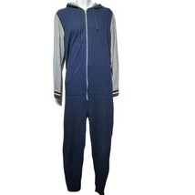 ASOS blue zip long sleeve hooded one piece lounge wear jumpsuit Size L - $28.71