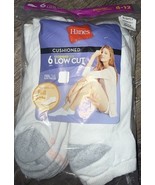 Hanes ~ Women&#39;s 6-Pair Cushioned Low Cut Socks White Cotton ~ Shoe Size ... - $20.29 CAD