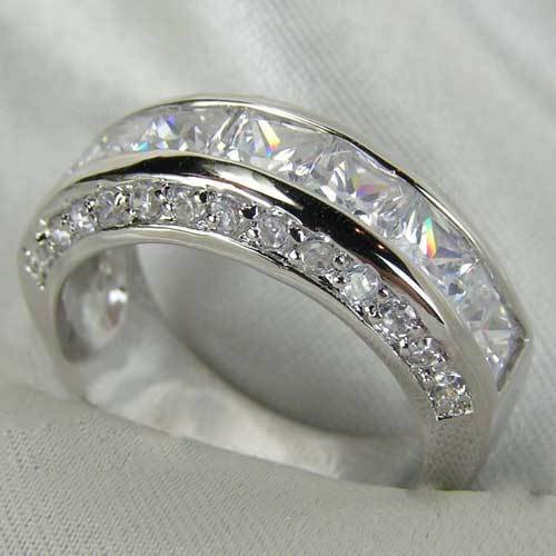 Sterling Silber Princessschliff Hochzeit Ewigkeit Ring Jubiläum Band Ode... - $1.15+