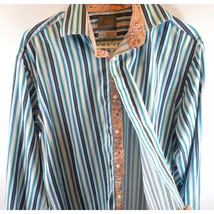 FLIP CUFF  Button Up THOMAS DEAN Shirt Med ALL COTTON - $10.28