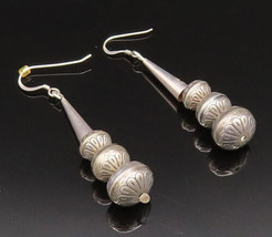 SOUTHWESTERN 925 Silver - Vintage Etched Floral Spheres &amp; Cone Earrings-... - £68.76 GBP
