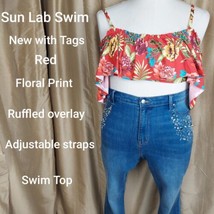 New with tags Sun Lab red floral print swim top size XL - $11.00