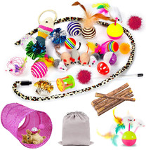 30 PCs Cat Toys Kitten Toys Assorted Cat Tunnel Catnip Fish Feather Teaser Wand - £22.51 GBP