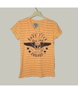 Navy Pier Shirt Womens Medium Chicago V Neck Short Sleeve Peach - $14.36