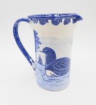 Shard Pottery Dover-Foxcroft Duck Loon Pitcher Pottery Spongeware Water Jug - $89.99