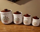 Set of 4 Canisters Vintage Country Farmhouse Kitchen Whimsical Flower Ba... - $39.99