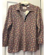 NWT Ladies EP Pro Orange Navy Print 3/4 Sleeve Golf Shirt - size L CALABRIA - $48.99 CAD