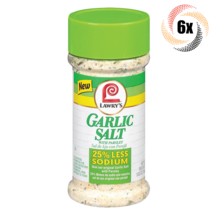 6x Shakers Lawry's Garlic Salt With Parsley Seasoning | 25% Less Sodium | 5.62oz - £20.50 GBP