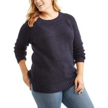 Faded Glory Women&#39;s Cable Knit Crew Sweater Blue Sapphire Color Size Medium 8-10 - £13.36 GBP