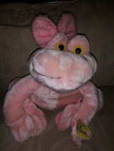 Caltoy Fluffy Friends Pink Frog Plush NWT 13&quot; Stuffed Animal Bow Surface... - $23.75