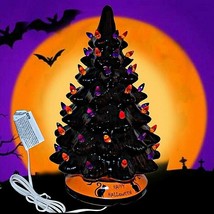 Best Choice Products Ceramic Halloween Spooky Tree Orange Purple Peg Lights 15in - £56.82 GBP