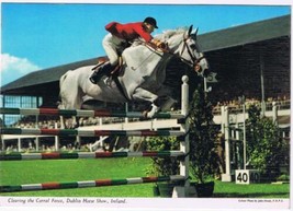 Ireland Postcard Dublin Horse Show Clearing The Coral Fence - £3.94 GBP