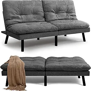 Futon Sofa Bed,Skin-Friendly Couch Loveseat With Adjustable Backrest, Da... - £296.22 GBP