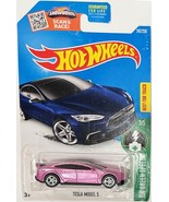 Pink TESLA Model S Custom Hot Wheels w/ RR Wheel Swap - $51.94