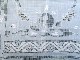 Whitework Linen Embroidered Cutwork Fillet Lace Runner Reticello Butterflies 41&quot; - £55.70 GBP