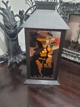 Halloween Light Up Witch Cauldron Lantern Prop Tabletop Home Decor 10.75&quot; - £21.42 GBP