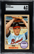 Phil Niekro 1968 Topps Baseball Card #257- SGC Graded 6 EX-NM (Atlanta Braves/HO - £43.78 GBP