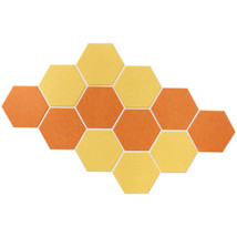 Hexagon Decorative Acoustic Panels - Yellow and Orange (12 Pieces) - £31.33 GBP