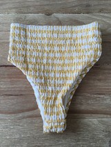 ZAFUL Gingham Ruched High Waist Swim Suit Bikini Bottom Yellow White Siz... - £11.06 GBP