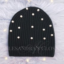 Kate Spade New York Hat Beanie Black Women Pearl Embellished Knit Preppy New - £57.42 GBP