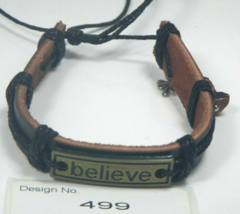 Tiger Eye-Gemstone-Leather Metal Charms Bracelets unisex Vintage Wrist Cuff 499 - $6.19