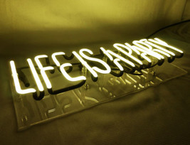 New &#39;Life is a Party&#39; Beer Bar Pub Decor Art Real Glass Light Neon Sign 15&quot;x6&quot;  - £54.95 GBP