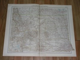 1927 Map Of Central Usa Montana Wyoming Yellowstone North South Dakota Nebraska - £22.09 GBP