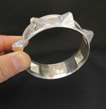 Moroccan Bracelet Silver Pyramids Cuff Vintage Berber Bangle Ethnic Afri... - $128.70