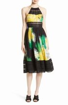 NWT Tracy Reese Yellow Floral Lace Inset Halter Dress Size 10 - $117.81
