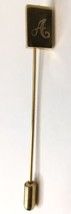 Vintage Letter A Gold Tone Monogram Rectangle Stick Pin Hat Lapel Jacket Initial - £7.81 GBP