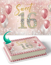 Sweet 16 Gold Rose Edible Image Cake Topper Personalized Birthday Sheet ... - €12,92 EUR